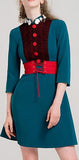 Belted Color-Contrast Mini Dress