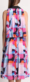 Chiffon & Silk-Blend Multi Colored Ruffled Sleeveless Midi Dress