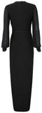 Black Long Sheer-Paneled Stretchy Gown