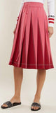 Pink Zip-Front Jersey Track Jacket With Insets with A-line Pleated Jersey Skirt