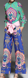 Contrasting Blouse & Pant Set