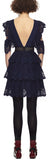 Tiered Pleated Embroidery Mini Dress