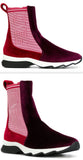 Paneled Two-Tone Ankle Boots - Red & Burgundy or Black & Blue