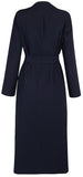 Bead-Embellished Mid-Calf Coat, Dark Blue