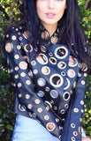 Hole-Embellished Faux-Leather Jacket - Black, Silver or Gold - DESIGNER INSPIRED FASHIONS