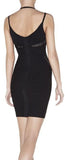 Sleeveless Sheer Stripe Halter Bandage Dress, Black or Beige
