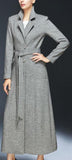 Full-Length Tie-Waist Coat in Grey - DESIGNER INSPIRED FASHIONS