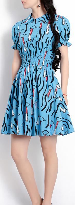 Smocked Printed Mini Dress