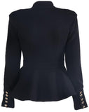 Open-Front Black Blazer-Top - DESIGNER INSPIRED FASHIONS