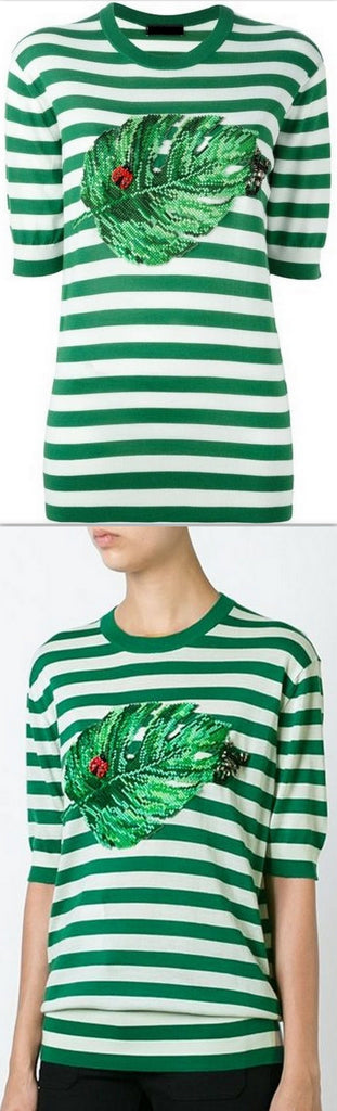 Banana Leaf Patch Knit Top - DESIGNER INSPIRED FASHIONS
