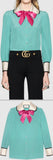 Contrast Silk Shirt with Bow - DESIGNER INSPIRED FASHIONS