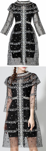 Embroidered Mesh & Tulle Dress