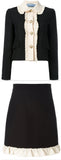 Ruffle Trim Crop Jacket & Skirt Set