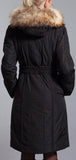 Embroidered Fox-Fur Down Coat, Black