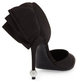 Satin Bow D'Orsay Crystal Sphere Pump - (Rose Red or Black) - DESIGNER INSPIRED FASHIONS