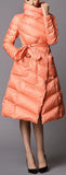 Puffer Coat with Removable Fur Collar, Peach/Orange