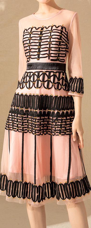 Embroidered Voile Dress