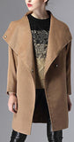 Camel Oversized Collar Wool & Cashmere Coat - DESIGNER INSPIRED FASHIONS