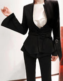 Black Flared Jacket & Pant Set