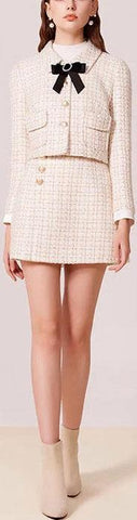 Tweed Cropped Jacket and Mini Skirt Set