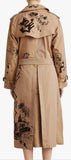 Sketch Print Cotton Gabardine Trench Coat, Honey