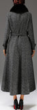 Single-Breasted Long Wool Coat with Fox Fur Collar