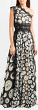 One-Shoulder Lace-Trimmed Printed Gown