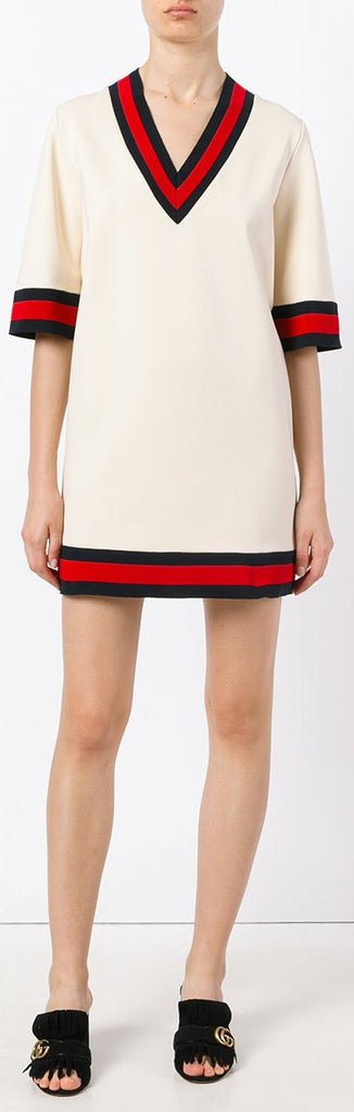 'GG Web Cricket' Dress, White - DESIGNER INSPIRED FASHIONS
