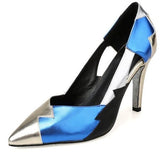 Metallic Patchwork Leather Pumps - DESIGNER INSPIRED FASHIONS