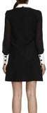 Black Cady Dress with White Sequined Collar & Cuffs