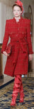 Single-Breasted Large-Clear-Button Coat, Red