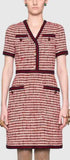Striped Tweed V-Neck Dress