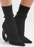 Knitted Boots with Sculpted Heel, Black