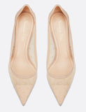 D-Moi Pump in Embroidered Dotted Swiss Tulle, Nude