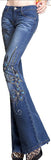 Embellished Floral Faded Denim Jeans - DESIGNER INSPIRED FASHIONS