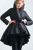 Down Coat with Skirt, Black