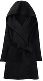 Hooded Cashmere & Wool Wrap Coat in Black or Grey - DESIGNER INSPIRED FASHIONS