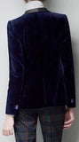 Velvet Blazer Jacket in Dark Blue - DESIGNER INSPIRED FASHIONS