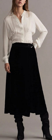 Pleated Blouse and Midi Skirt Set