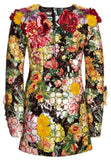 Floral Embellished Long-Sleeve Mini Dress