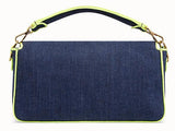 Baguette Large Blue Denim Bag - Fluorescent Yellow, Neon Orange, Red