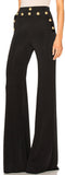 Lion Head-Gold-Button-Embellished Wide Legged Pants - Black or White - DESIGNER INSPIRED FASHIONS