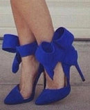 Suede Ribbon Bow Pumps - ( Variety of Colors to choose from ) - DESIGNER INSPIRED FASHIONS