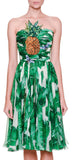 'Banana Leaf' Print Pineapple Embellished Strapless Dress - DESIGNER INSPIRED FASHIONS