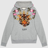 Embroidered Hooded Sweatshirt, Grey - DESIGNER INSPIRED FASHIONS