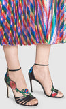 Embroidered Leather Mid Heel Sandals | DESIGNER INSPIRED FASHIONS