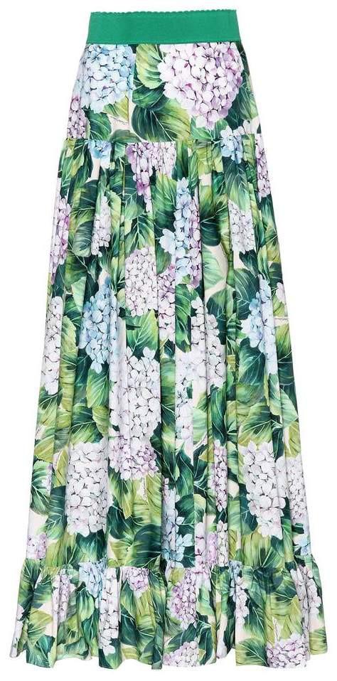 Hydrangea Print Maxi Skirt