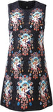 Jewel-Embellished Printed Mini Dress