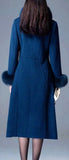 Single-Breasted Fur-Trim Wool Coat