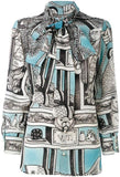 Printed Neck-Tie Silk Blouse - DESIGNER INSPIRED FASHIONS